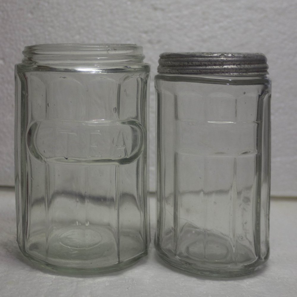 Vintage Hoosier 12 Paneled Glass Tea Jar and Spice Jar Pre-loved Condition